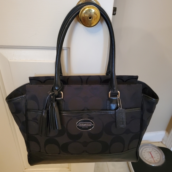 Handbags - Black leather/cloth Coach bag